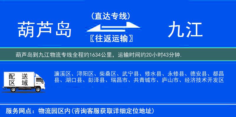 葫蘆島到九江物流專線
