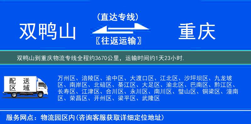 雙鴨山到重慶物流專線