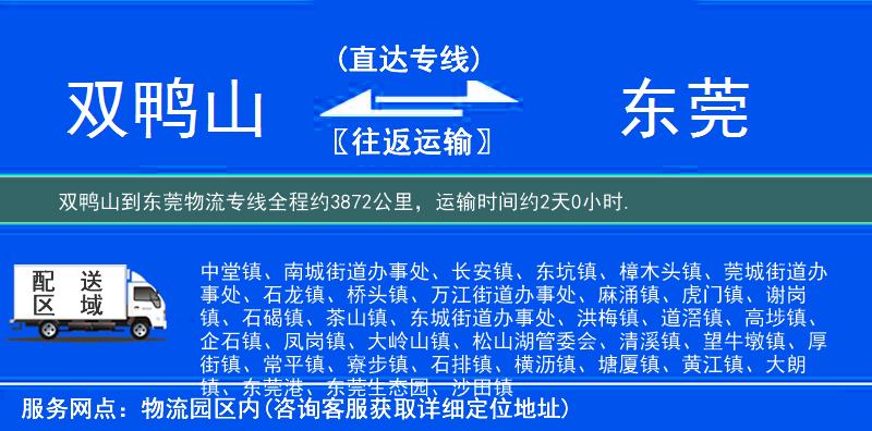 雙鴨山到東莞物流專線